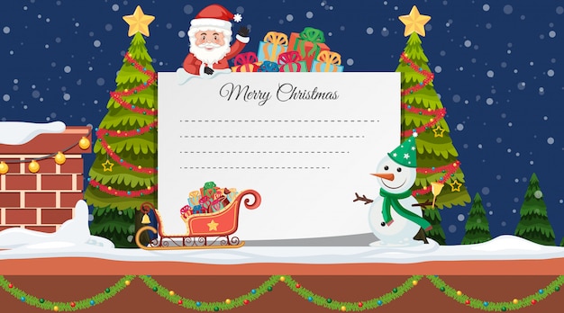 Premium Vector | Border template with christmas tree and santa