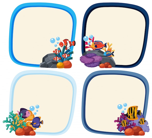 Download Border template with cute fish Vector | Premium Download