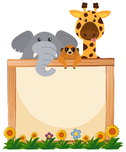 Download Border template with elephant and giraffe in background ...