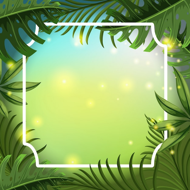 Download Border template with green leaves Vector | Premium Download