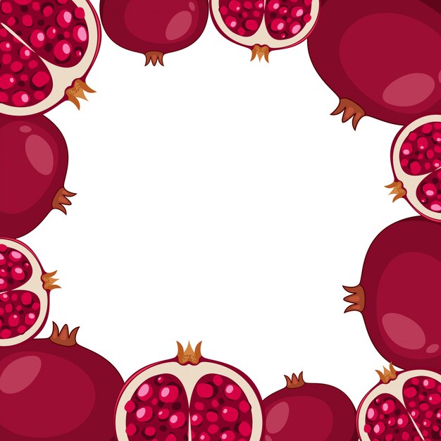 Premium Vector | Border template with pomegranate fruit