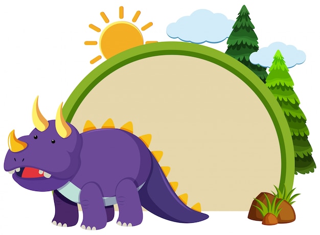 Border Template With Purple Triceratops Vector Premium Download