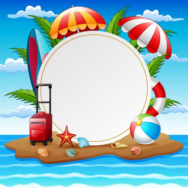 Premium Vector | Border template with summer holidays composition on island