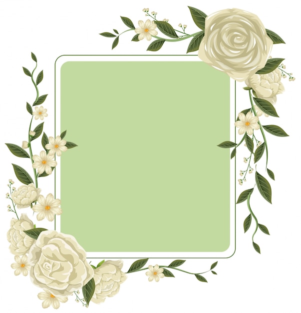 Premium Vector Border template with white roses