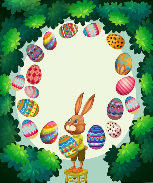 Download Border with bunny and easter eggs Vector | Free Download