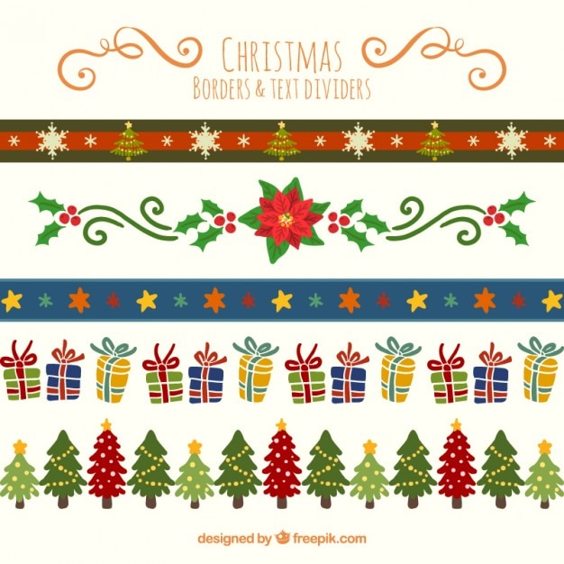 Download Borders and text dividers in christmas style | Free Vector