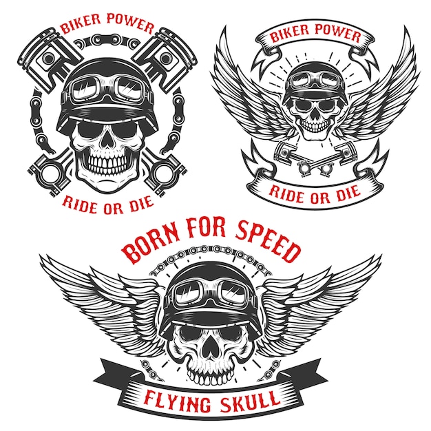 Download Free Born For Speed Set Of Biker Skulls In Helmets With Wings And Use our free logo maker to create a logo and build your brand. Put your logo on business cards, promotional products, or your website for brand visibility.