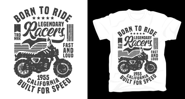 伝説のレーサーヴィンテージレトロバイクtシャツに乗るために生まれた プレミアムベクター