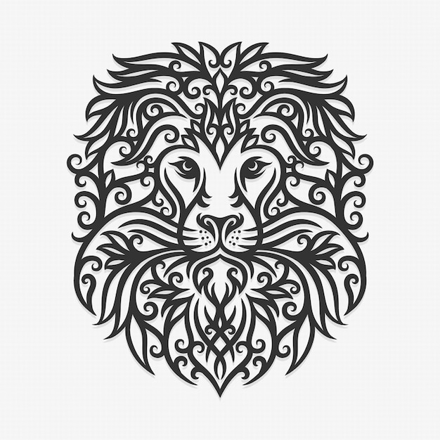 Premium Vector Borneo kalimantan dayak ornament lion illustration.