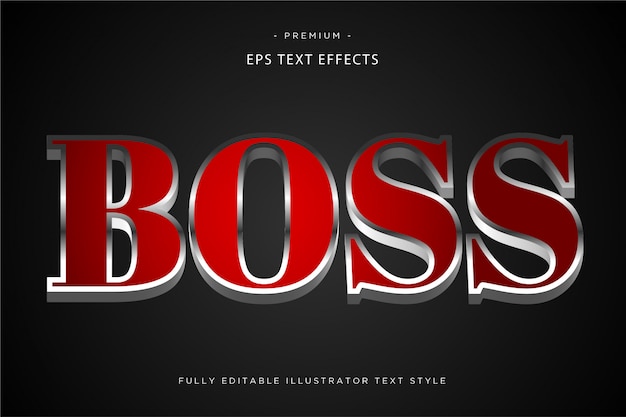 Boss red text effect 3d text style | Premium Vector