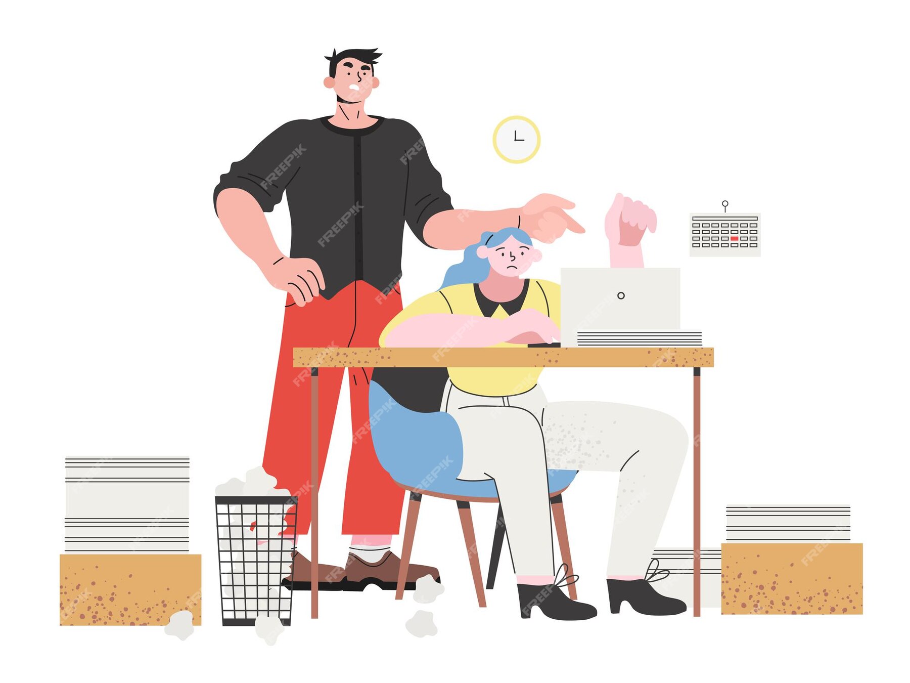 Premium Vector | Boss scolding employee