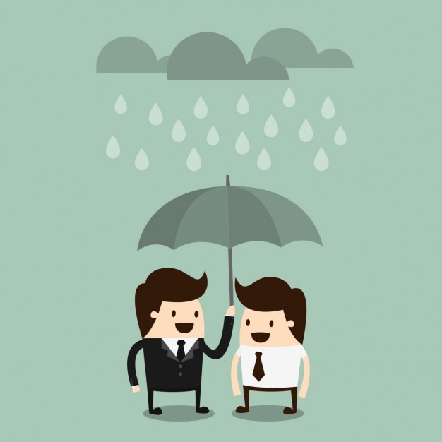 Download Boss sharing an umbrella with an employee | Free Vector