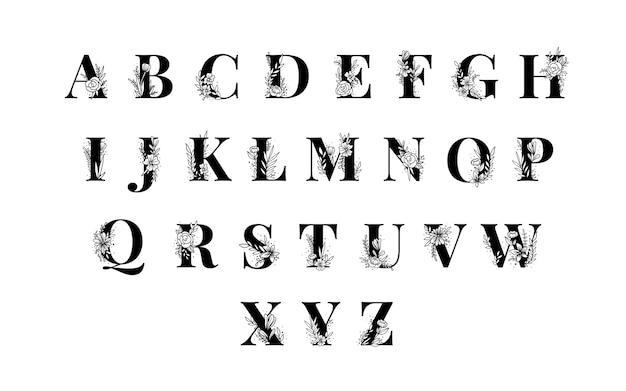 Botanical alphabet capital letters vector set Free Vector