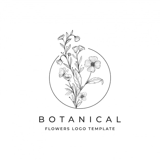 Download Botanical flowers logo Vector | Premium Download