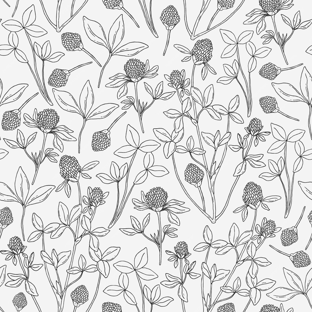 Premium Vector Botanical Seamless Pattern With Clover On White Background 5030