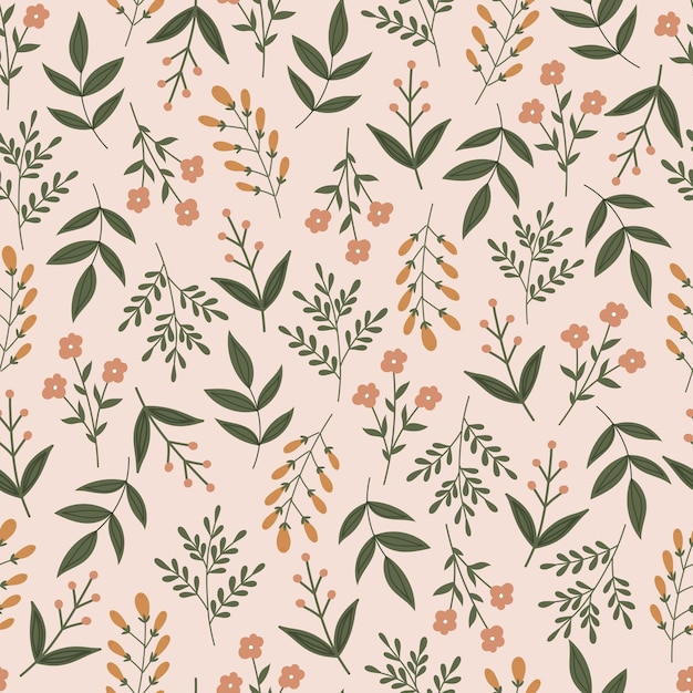 Premium Vector | Botanical seamless pattern with flowers and leaves