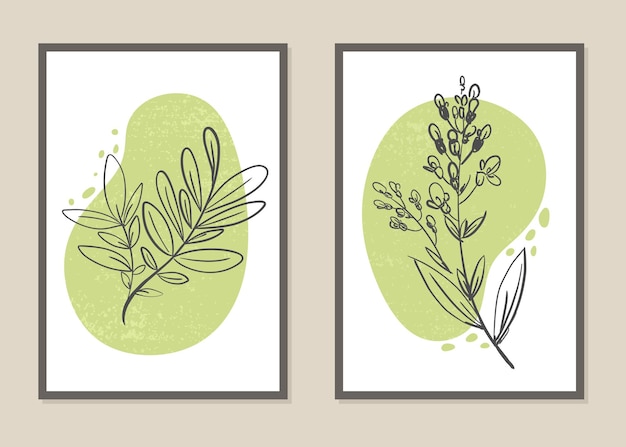 Premium Vector | Botanical Wall Art Set Minimal And Natural Wall Art