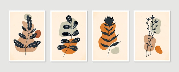 Premium Vector Botanical Wall Art Vector Set Minimal And Natural