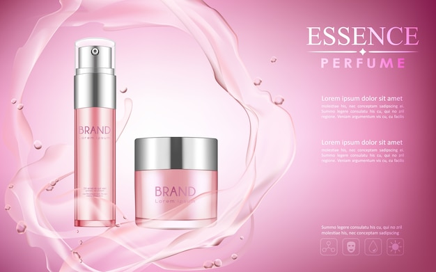 Download Premium Vector | Bottle cosmetic mock up on pink ...
