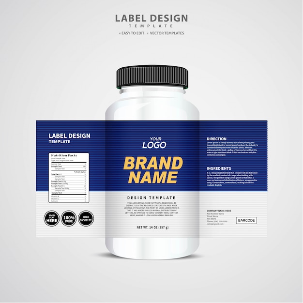 Premium Vector | Bottle label, package template design, label design ...