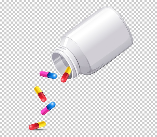 Cartoon Pill Bottle No Background / Скачайте векторную иллюс. 