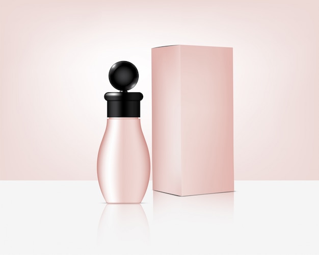 Download Bottle mock up realistic rose gold cosmetic and box for ...