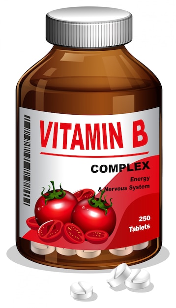 Premium Vector | A Bottle Of Vitamin B Tablets