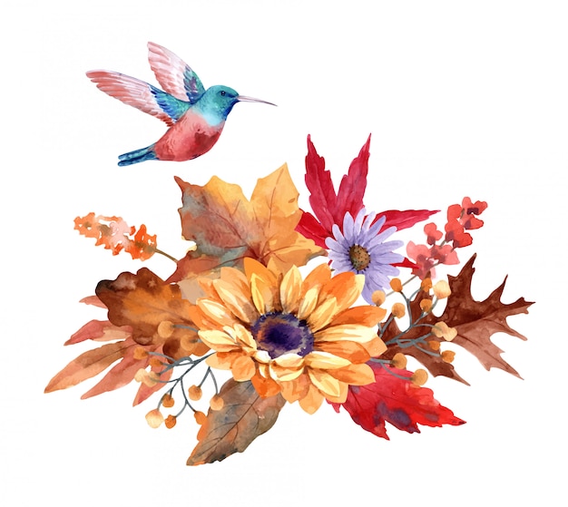 Premium Vector A bouquet of flowers autumn