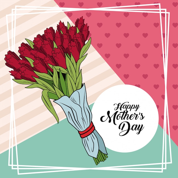 Download Bouquet mothers day happy pop art vector ilustrtation icon ...