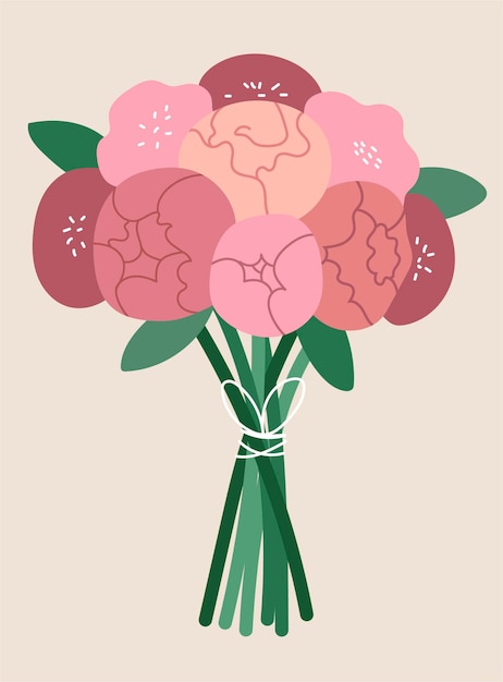 ピンクのラナンキュラスの花束 プレミアムベクター