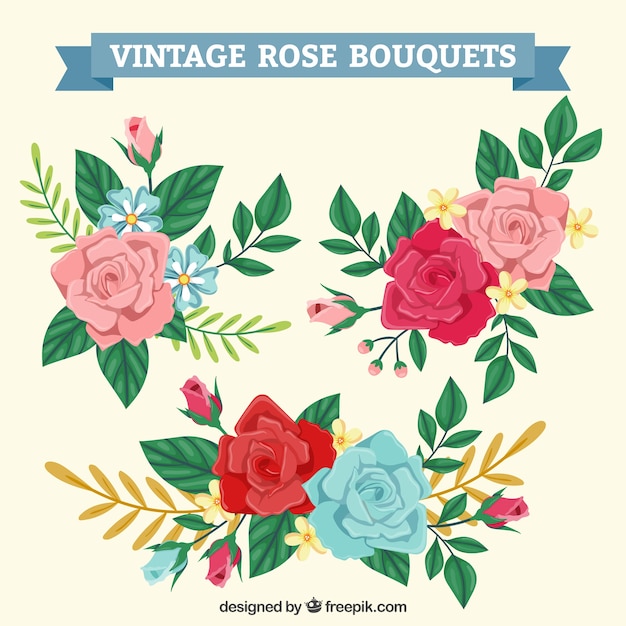 Download Free Vector | Bouquets of vintage roses