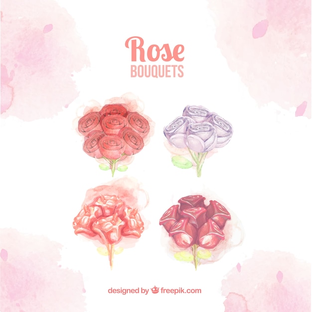 Bouquets with different types of roses
