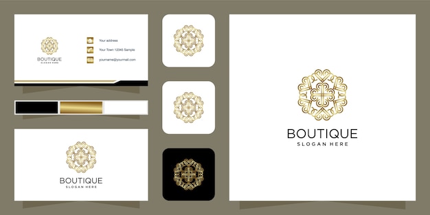 Premium Vector | Boutique beauty logo design golden color template