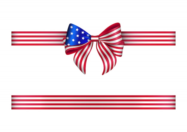 Premium Vector | Bow and ribbon with united states flag colors ...