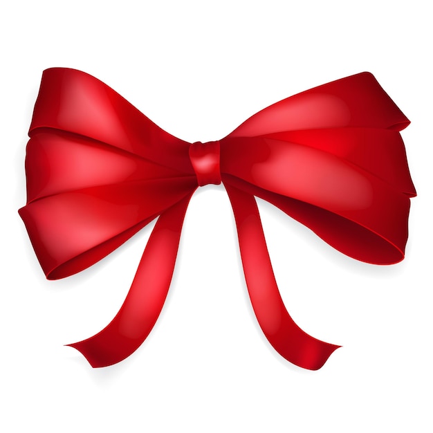 Premium Vector | Bow of thin red ribbon with shadow