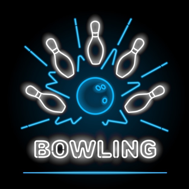 Premium Vector | Bowling neon sigh