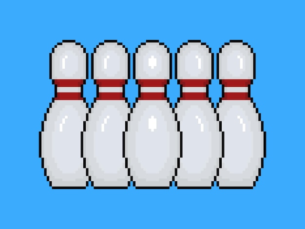 Premium Vector | Bowling pins pixel art