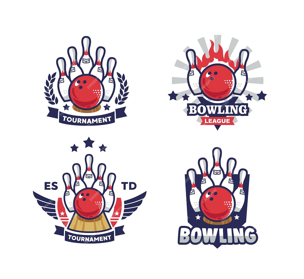 Premium Vector | Bowling set logo