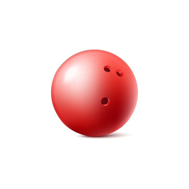 ボウリング球の赤いボールのアイコンまたはシンボル 分離された現実的なベクトルイラスト クラブまたは競争の広告プリントのゲーム機器要素 プレミアムベクター