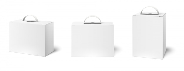 Download Box case with handle. package boxes mockup, blank white ...