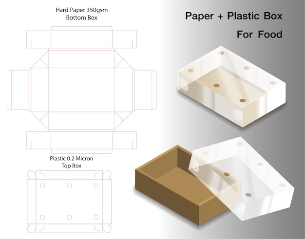 Download Box for food with plastic window die cut mock up Vector ...