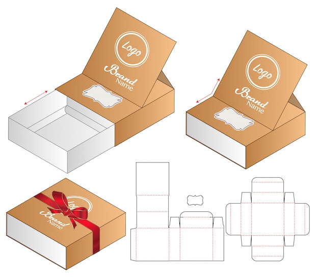 Premium Vector Box packaging die cut template 3d