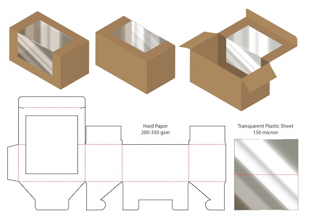  Box  packaging  die  cut template  design Vector Premium 