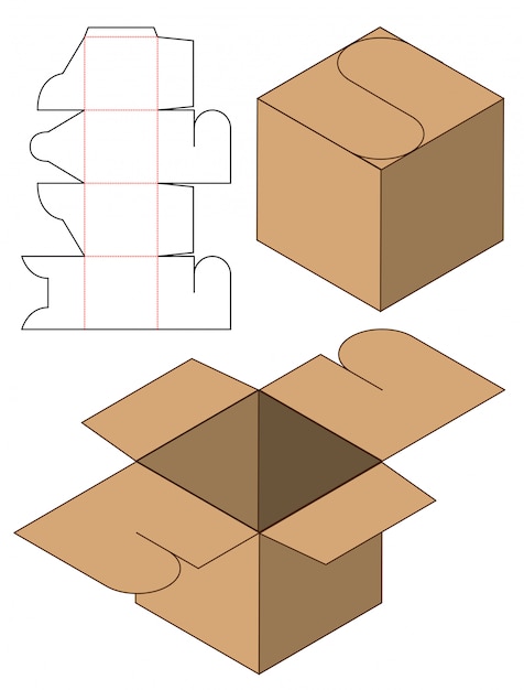  Box  packaging  die cut template design Premium Vector