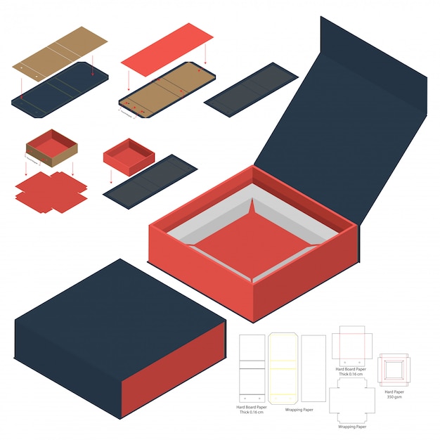 Box packaging die cut template design. Premium Vector