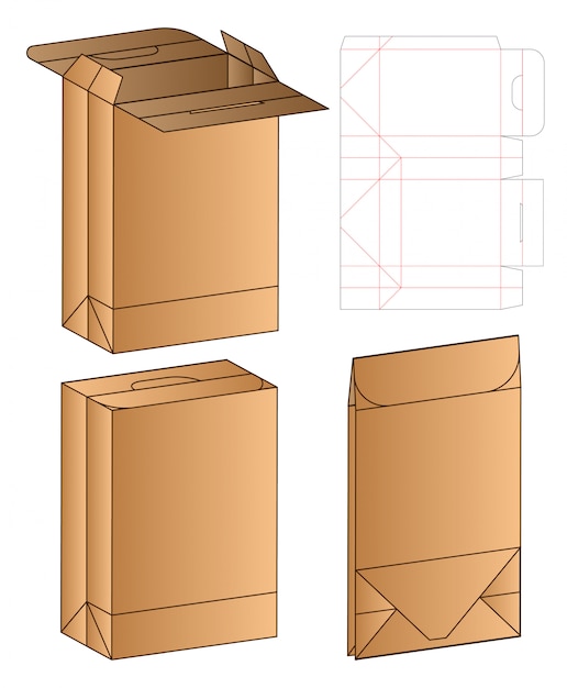  Box  packaging  die cut template design Premium Vector