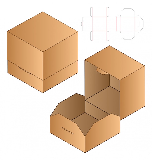  Box  packaging  die cut template design Premium Vector