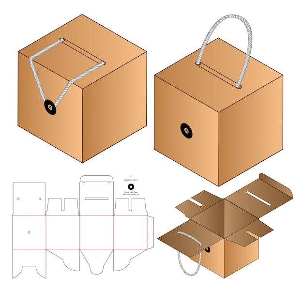  Box  packaging die cut template design Premium Vector