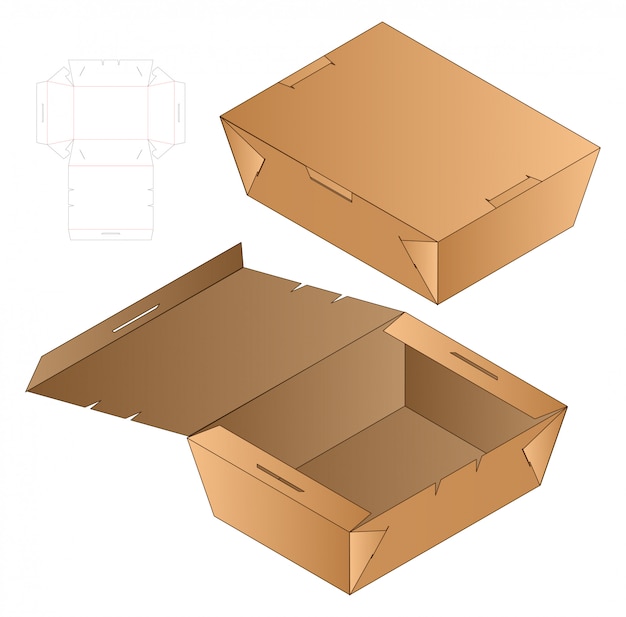  Box  packaging  die cut template design Premium Vector