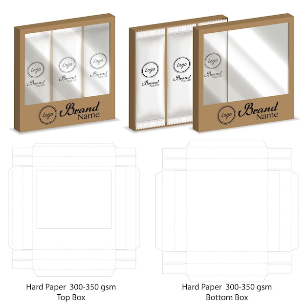 Box with plastic window die cut mock up template vector ...